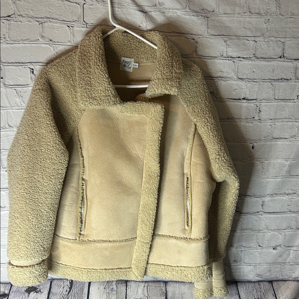 Princess Polly moon dance Sherpa jacket tan winter grunge size small